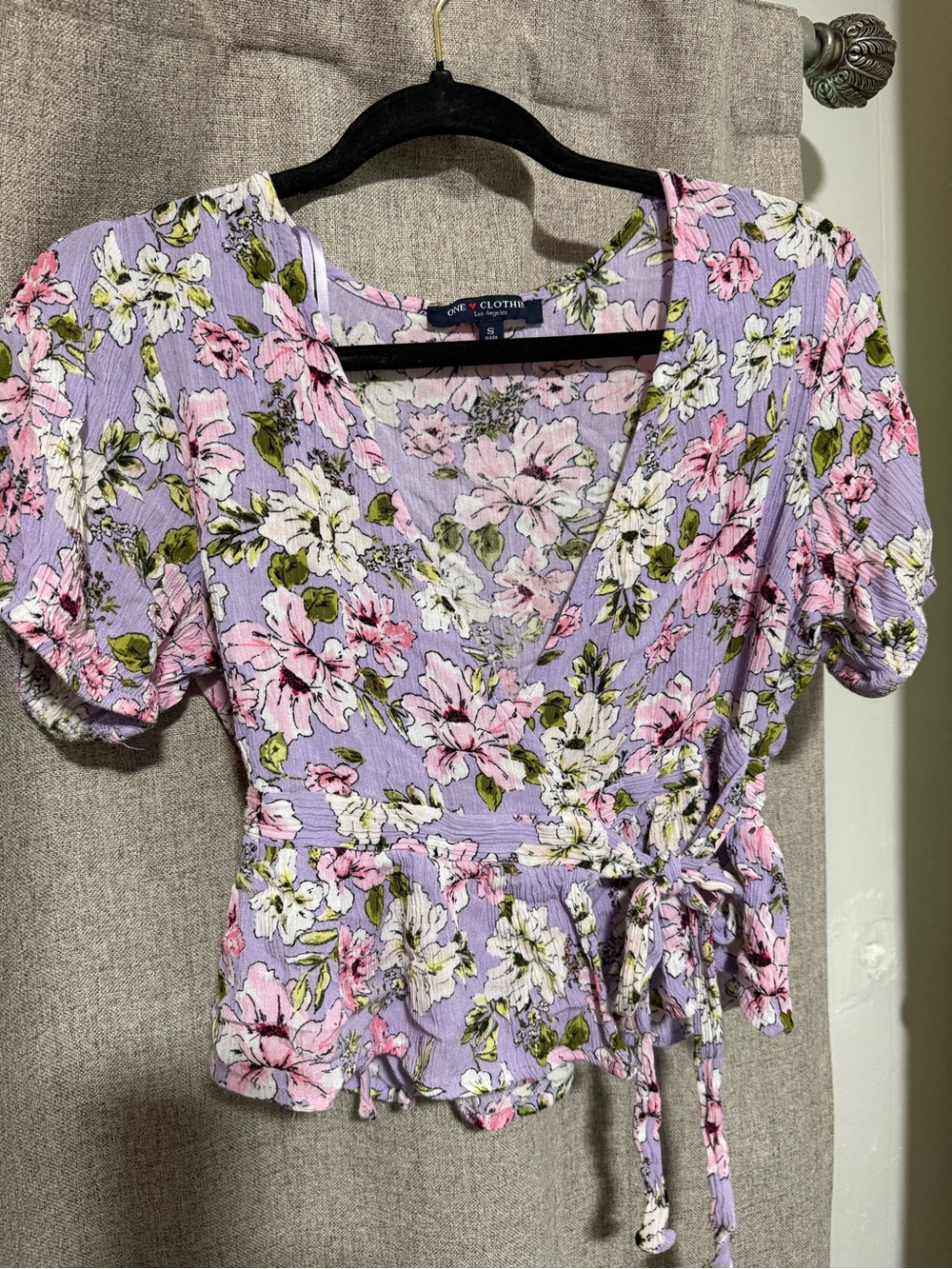 Floral Wrap Top in Lavender and Pink